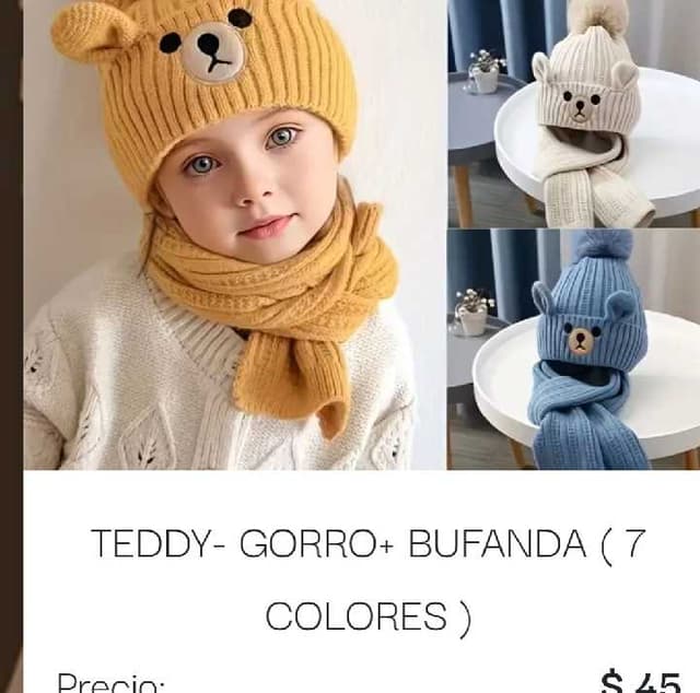 Gorro con bufanda infantil
