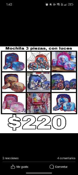 Mochila trio personajes disney
